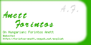 anett forintos business card